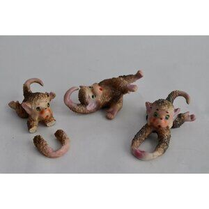 Vintage Sugared Monkeys Japan 1960s Set of 3 Porcelain